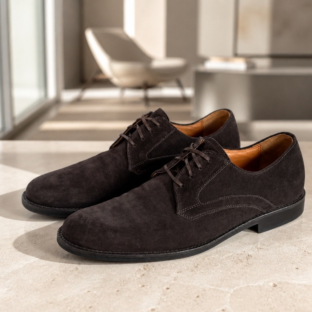 Johnston & Murphy Mens Brown Suede Derby Dress Shoes Size 11M Business Casual